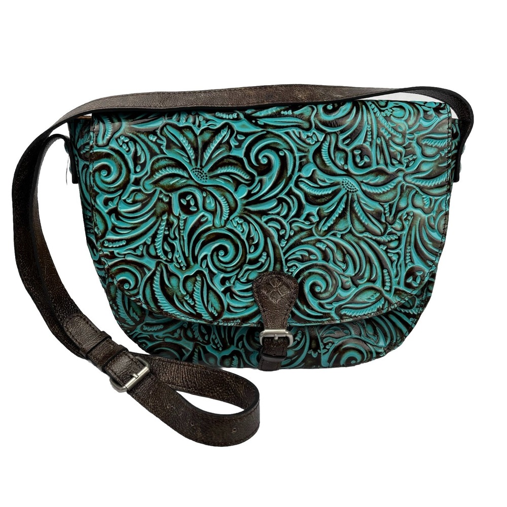 Patricia Nash Rosolini Leather Saddle Bag Turquoise